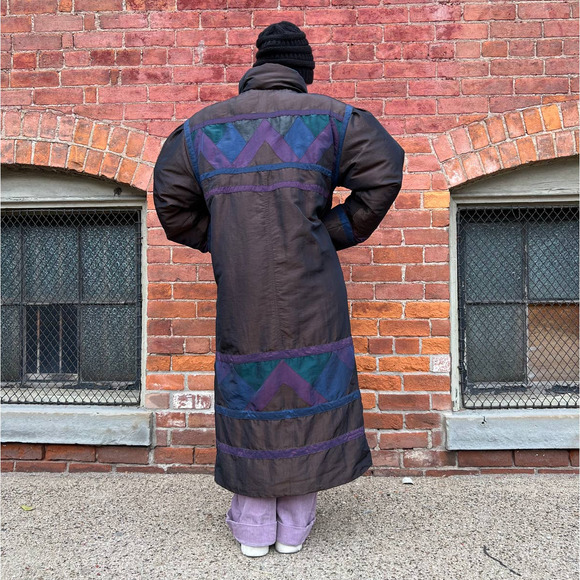 80s Long Coat MultiColored| Bust-44| Length- 48"| Modern Size Medium| VTG - Picture 3 of 3